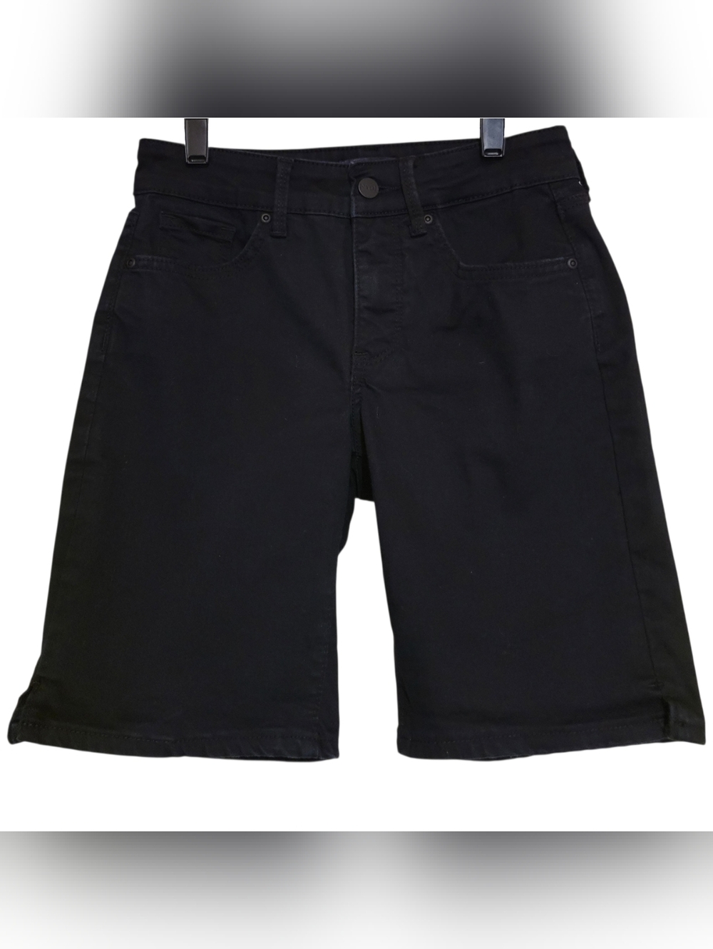 NYDJ Black Bermuda Denim Jean Shorts ELLA 25W Womens Size 0 Lift Tuck Technology